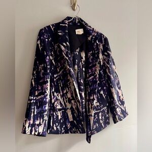 Club Monaco Abstract Brushstroke Blazer in Navy, Purple, Cream
